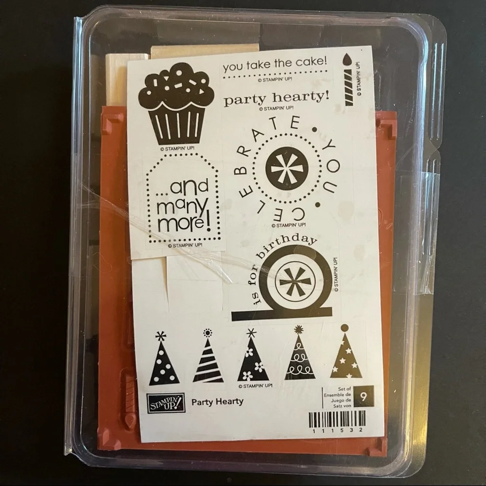 New Retired Stampin Up Stamp Set, Party Hearty, Birthday, Cupcake, Hats, Candle
